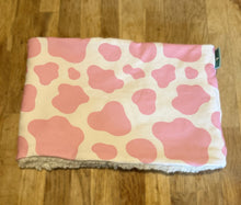 Load image into Gallery viewer, Handmade pink cow print neck warmer