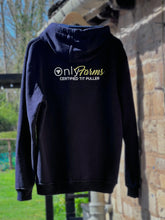 Load image into Gallery viewer, Only Farms With Slogan Navy hoodie
