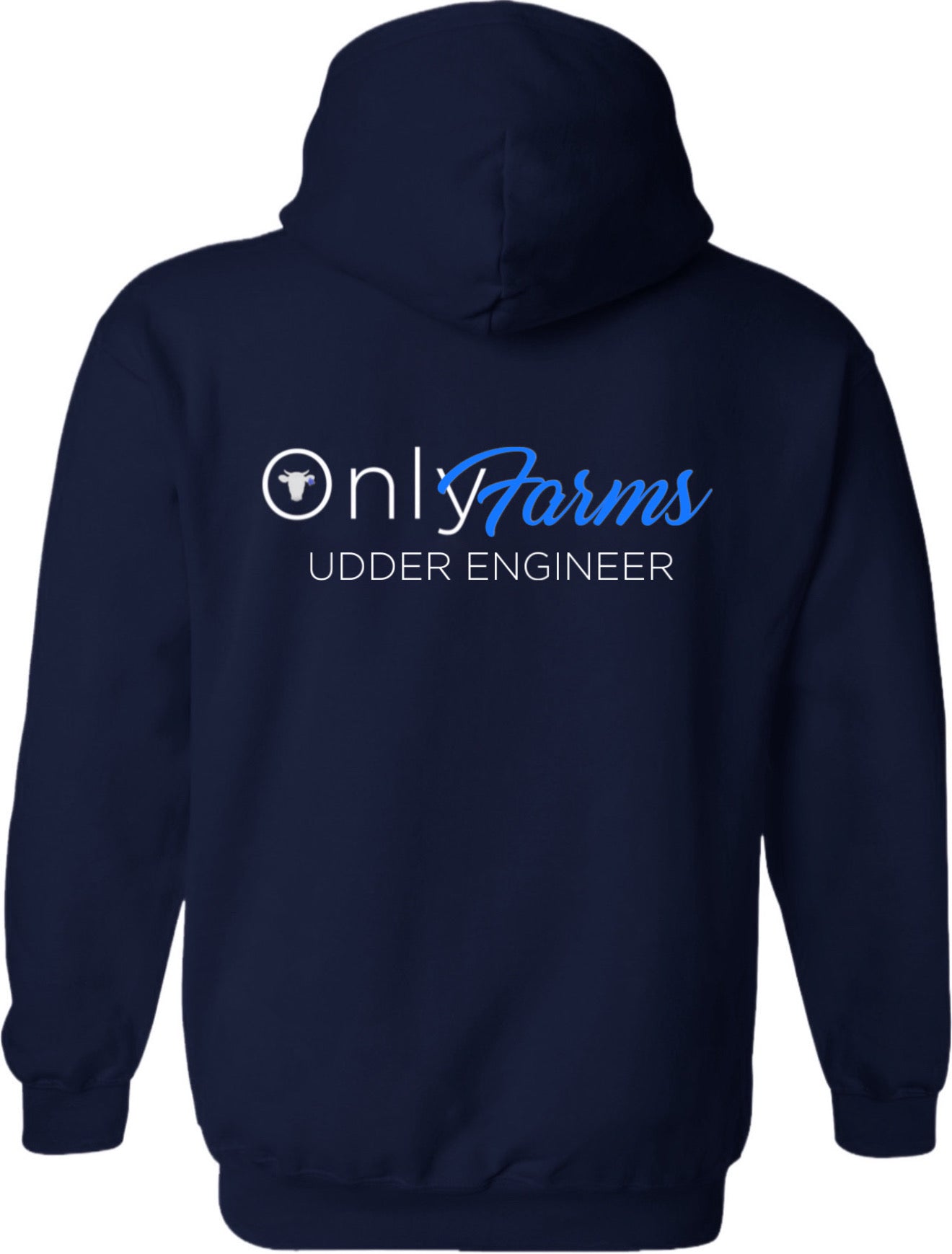 NEW embroidered only farms unisex navy hoodie with slogan (blue)