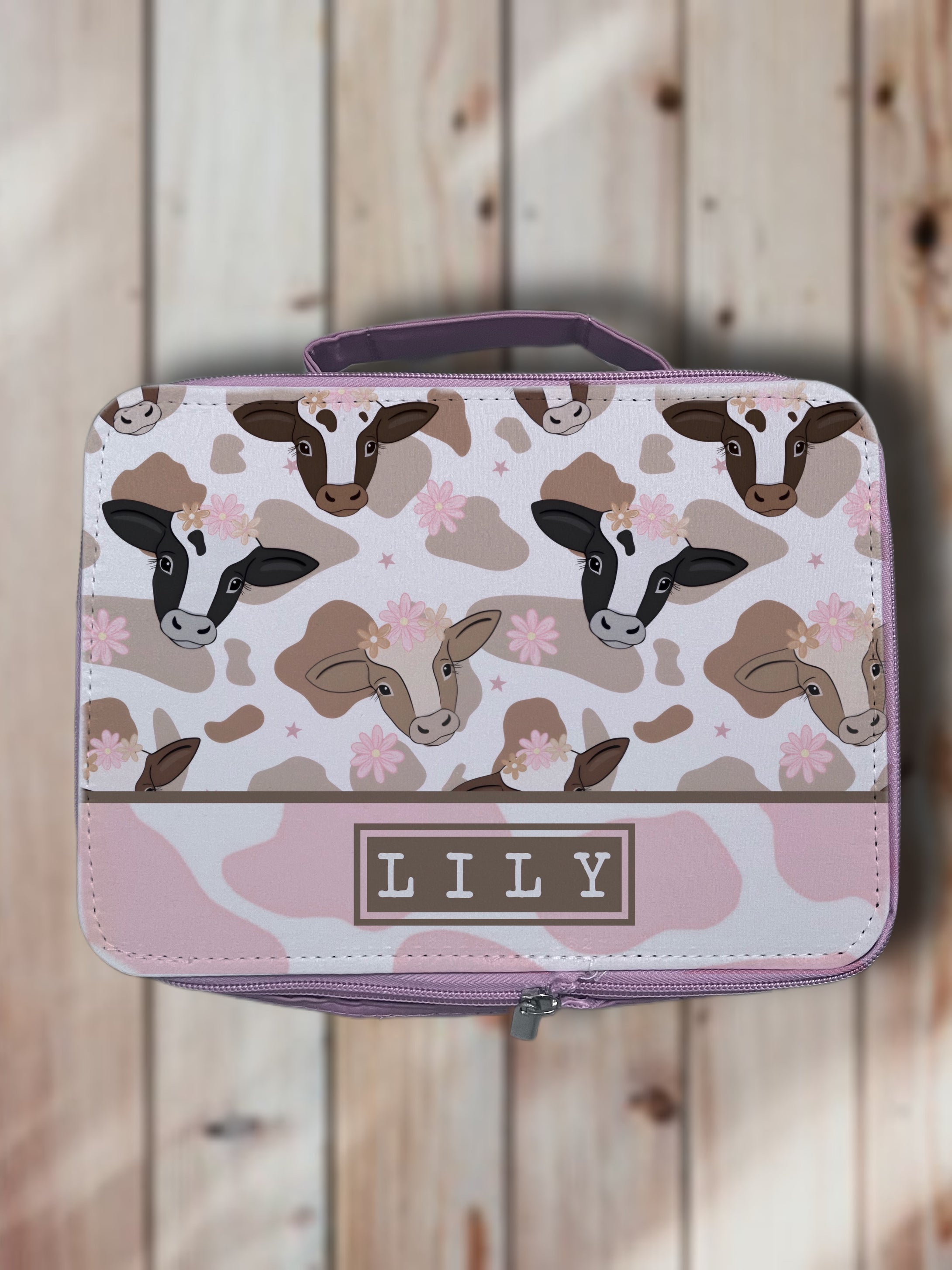 Pink cow lunch bag