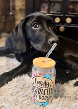 Load image into Gallery viewer, Distracted by dogs glass can &amp; straw
