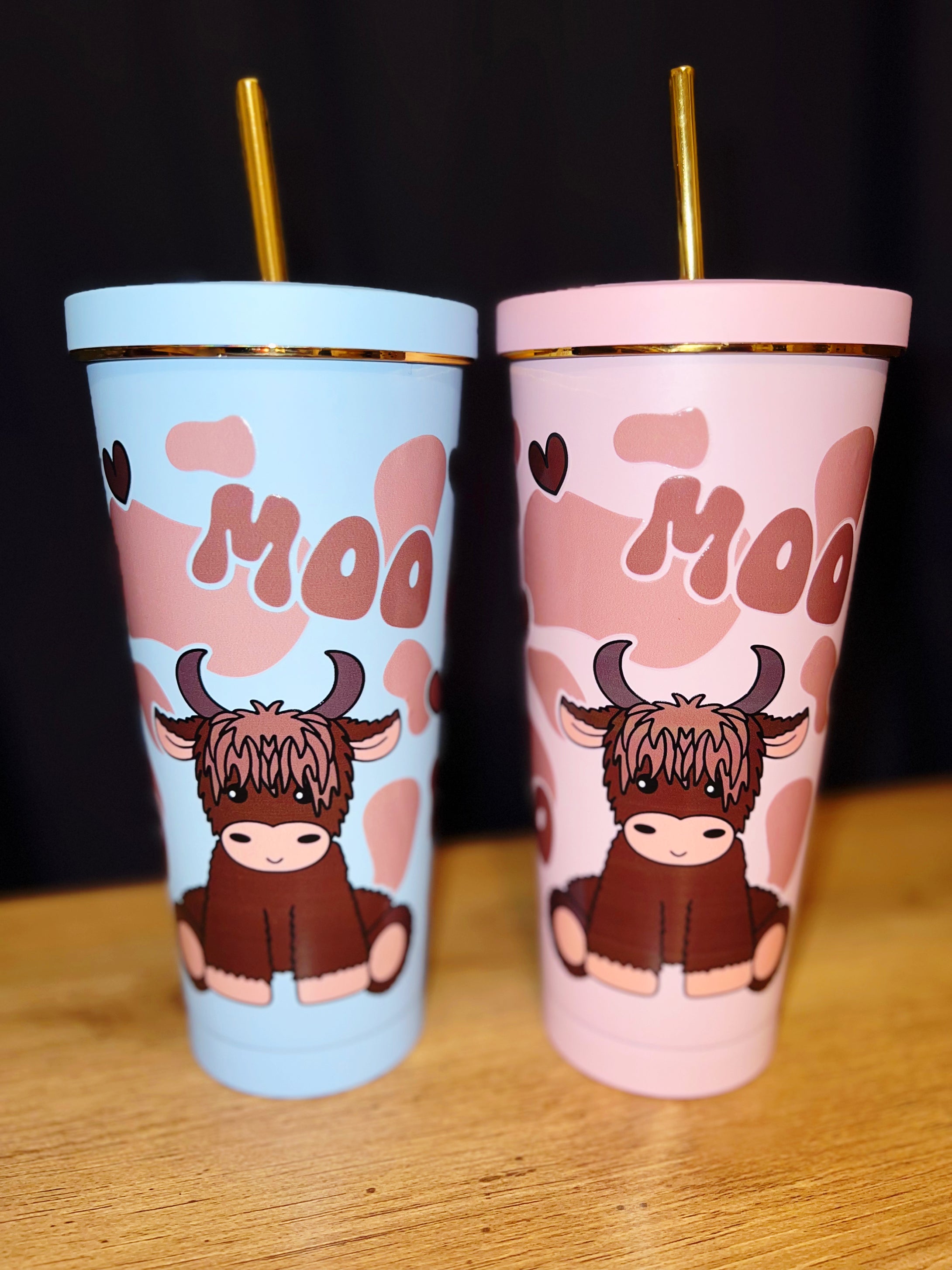 750ml metal highland cow tumbler