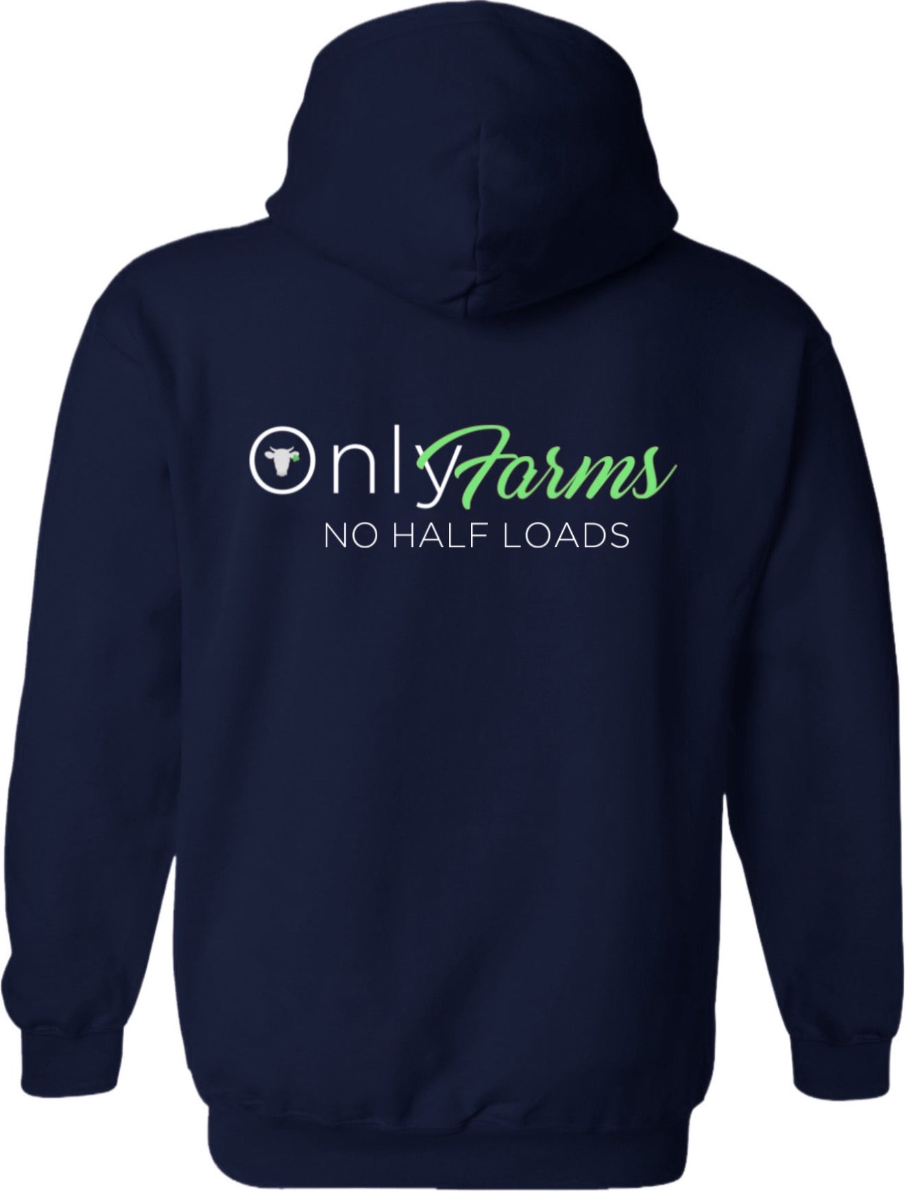 NEW embroidered only farms navy unisex hoodie with slogan (green)