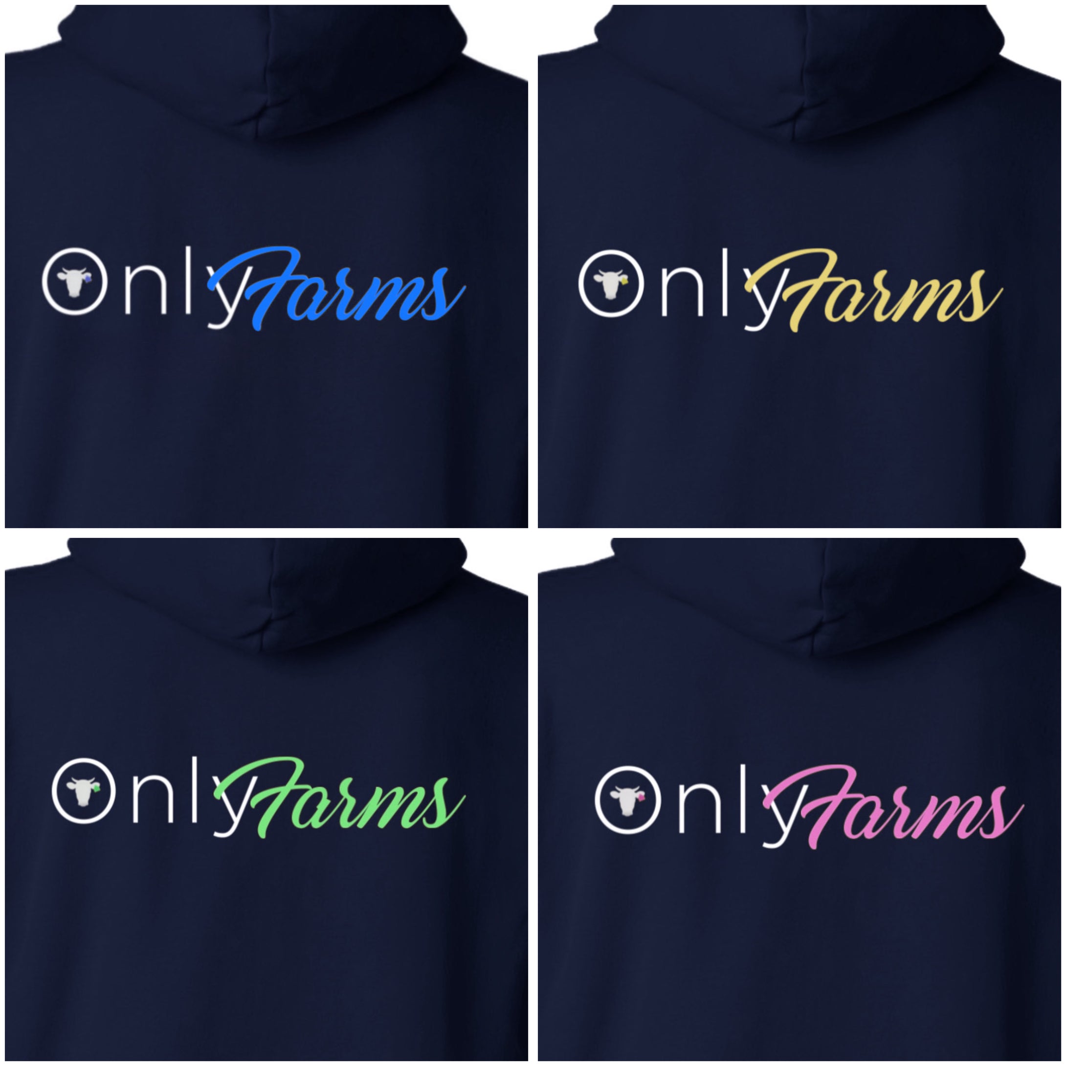 NEW embroidered only farms unisex navy hoodie