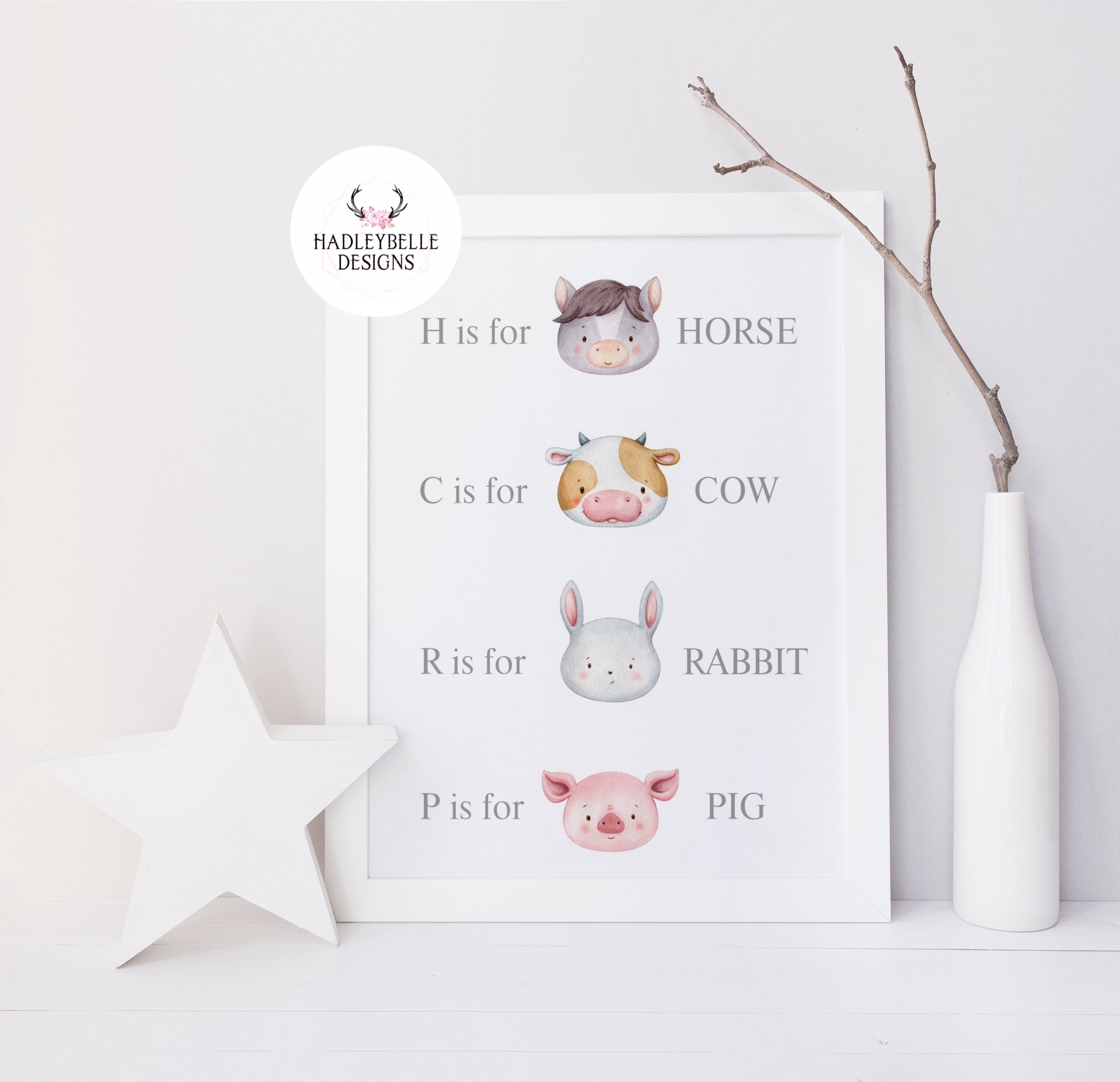 Farm Animals - A4 Nursery Print